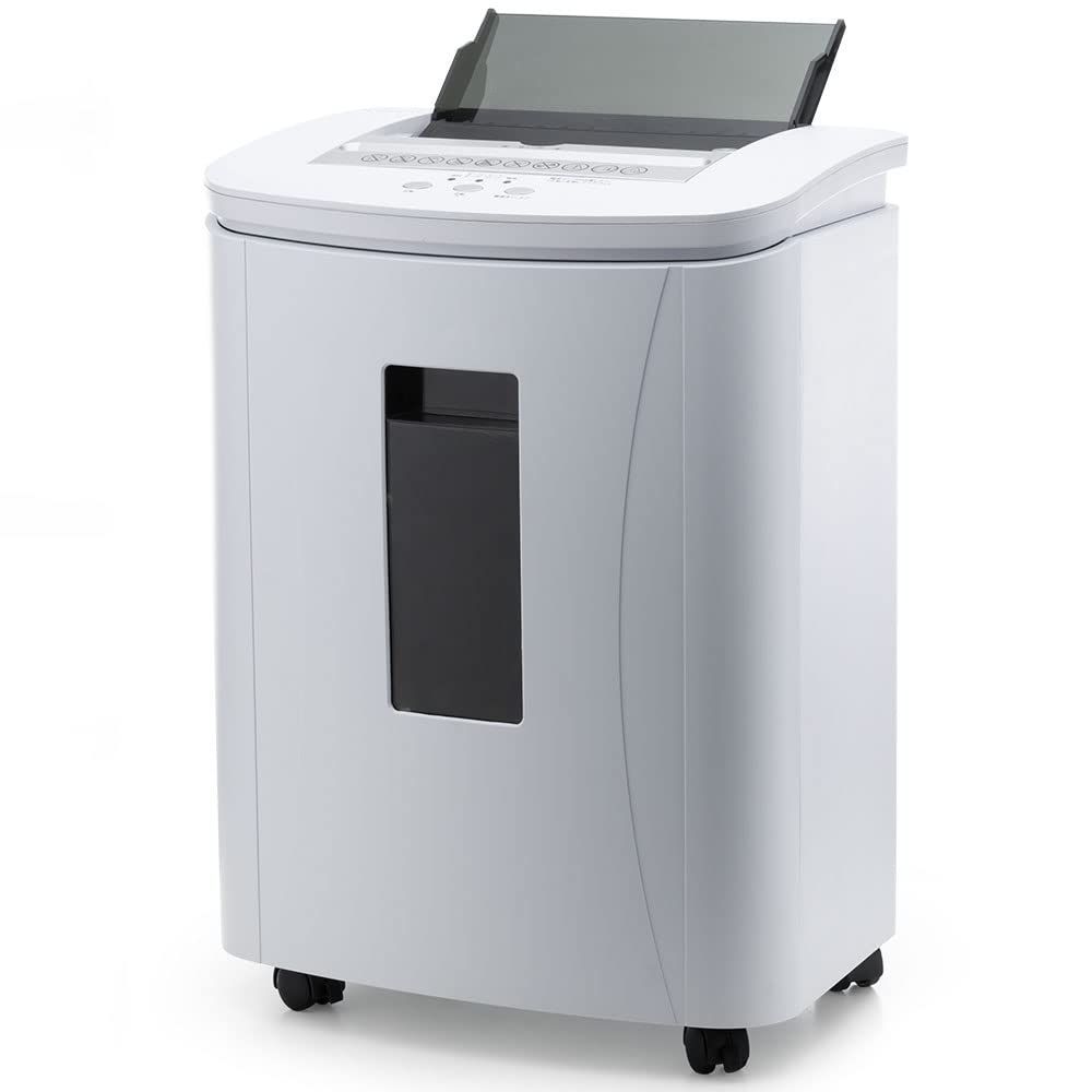 在庫セール しゅれったー電動 3*10mmマイクロカット 自動送り機能 自動連続細断160枚 細断時間30分 オートフィードシュレッダー カード細断 ホチキス対応 静音 業務用 iOCHOW 家庭用 大容量ダストボックス25L ホワイト