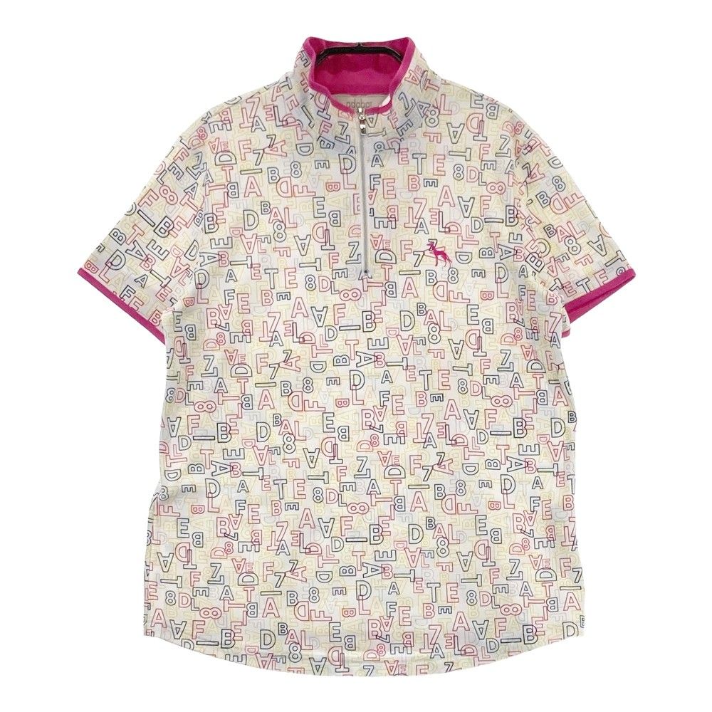 サイズ：40 ADABAT アダバット ハーフジップ 半袖Tシャツ ロゴ総