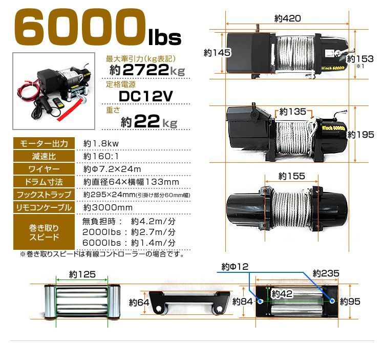 12V 6000LBS