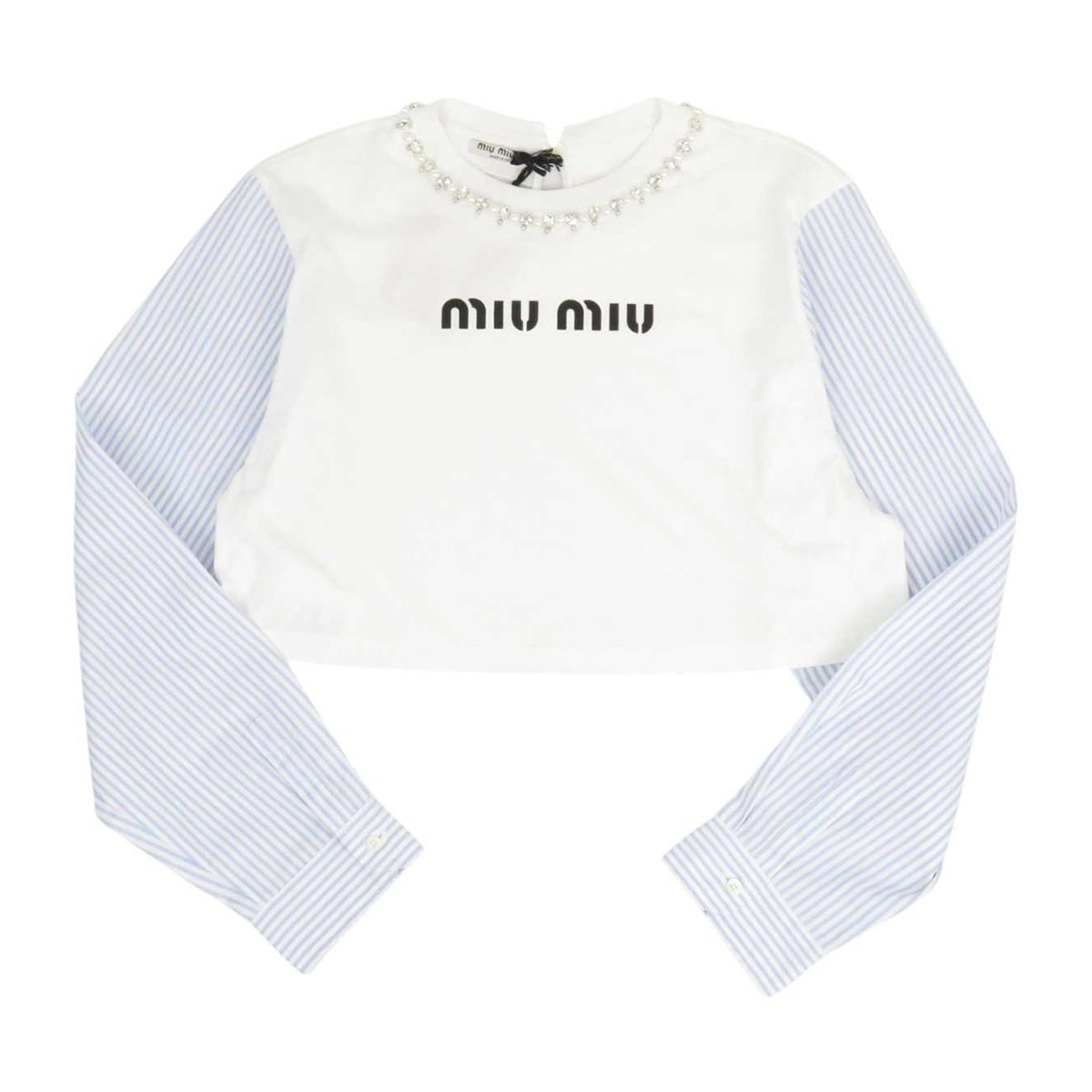 ミュウミュウ クロップドTシャツ ホワイト 美品 MIU MIU - 【極美品】MIU MIU Tシャツ 長袖 クロップド ホワイト