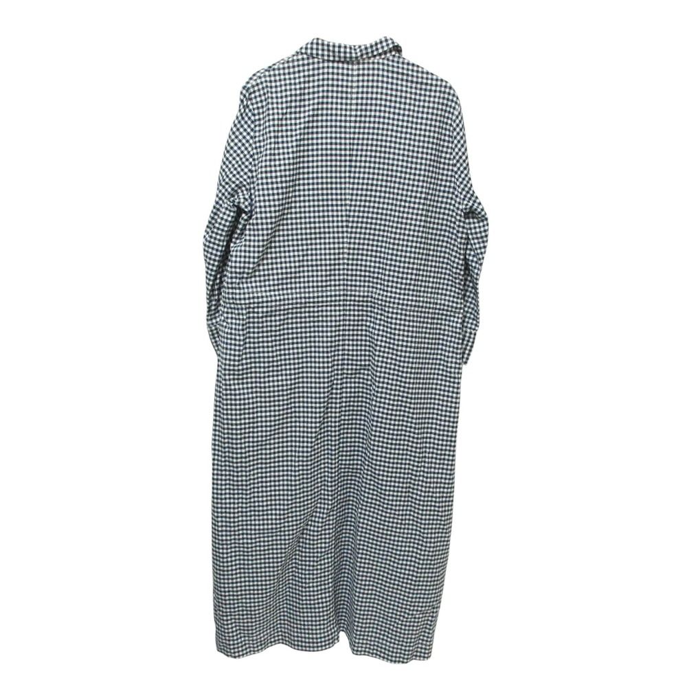 45R チェックロングワンピース 45R コットンツイード チェック柄ロングワンピース 七分丈