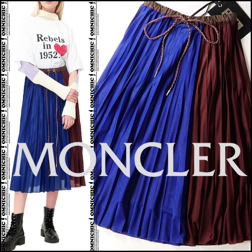 安心の 正規品 上品な配色 118 000円 2 MONCLER GENIUS 1952 モンクレール ジーニアス バイカラー プリーツ スカート S | W66～76cm F10948H70110 MADE IN ITALY