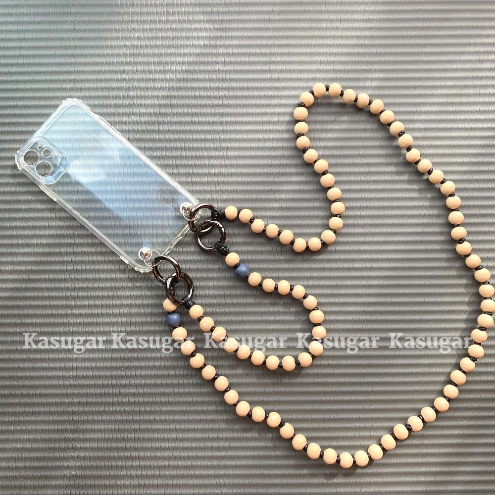 Caramel3WAYウッド ビーズ スマホ ショルダー リスト ストラップ DUSK☆3WAY☆ウッド ビーズ スマホ ショルダー ネック ハンド