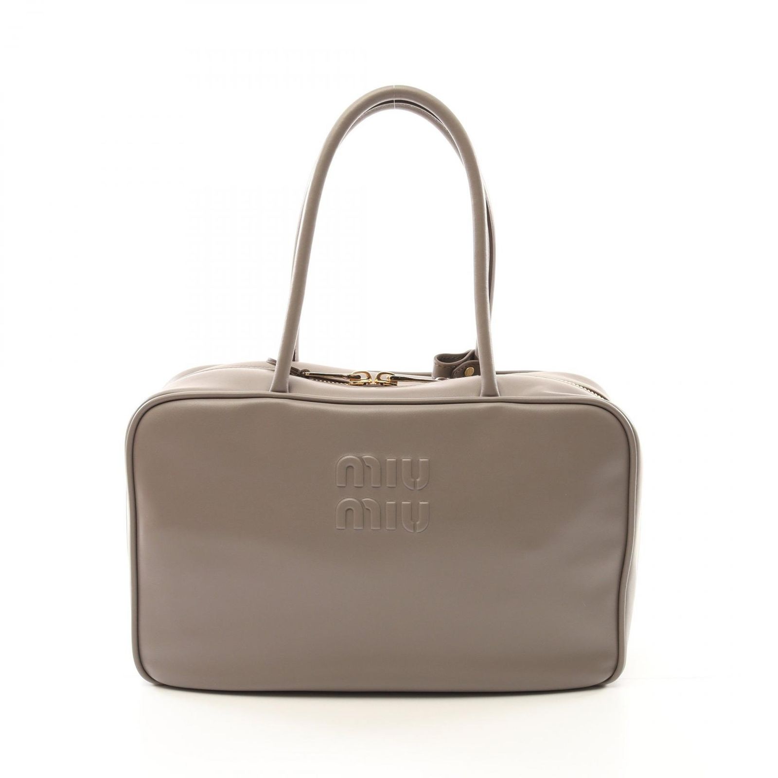 ミュウ ミュウ Miu Miu ハンドバッグ ボー 5BB117 サンド レザー ボー バッグ ラージ レディース Used A