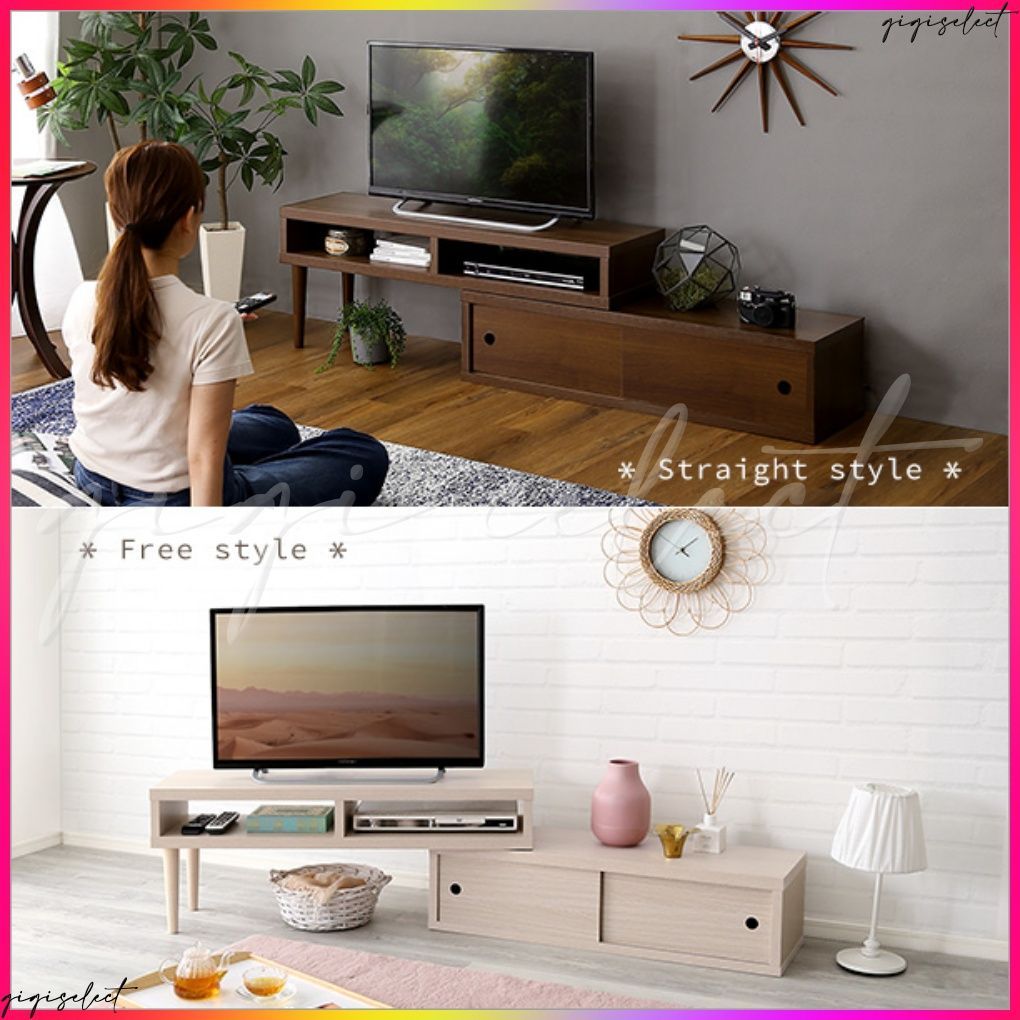 送料無料 伸縮式テレビ台 ショップ 引き戸タイプ 完成品！伸縮式テレビ