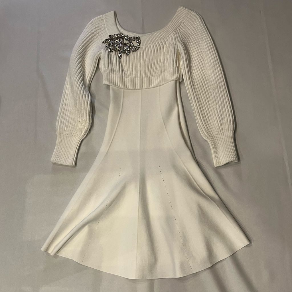 【Alexander McQueen】定価19万円 ニットワンピース XS Alexxander Mcqueen アレキサンダーマックイーン ニットワンピース