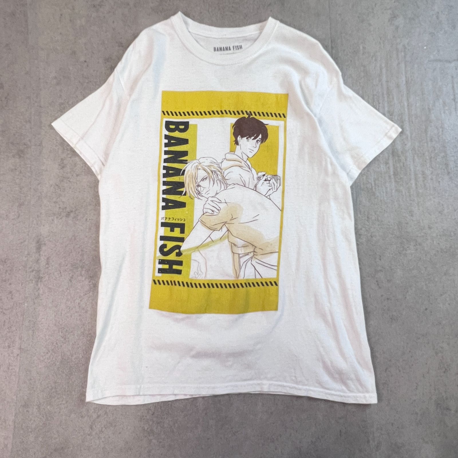 人気アニメ BANANA FISH バナナフィッシュ 半袖Tシャツ 古着 ホワイト