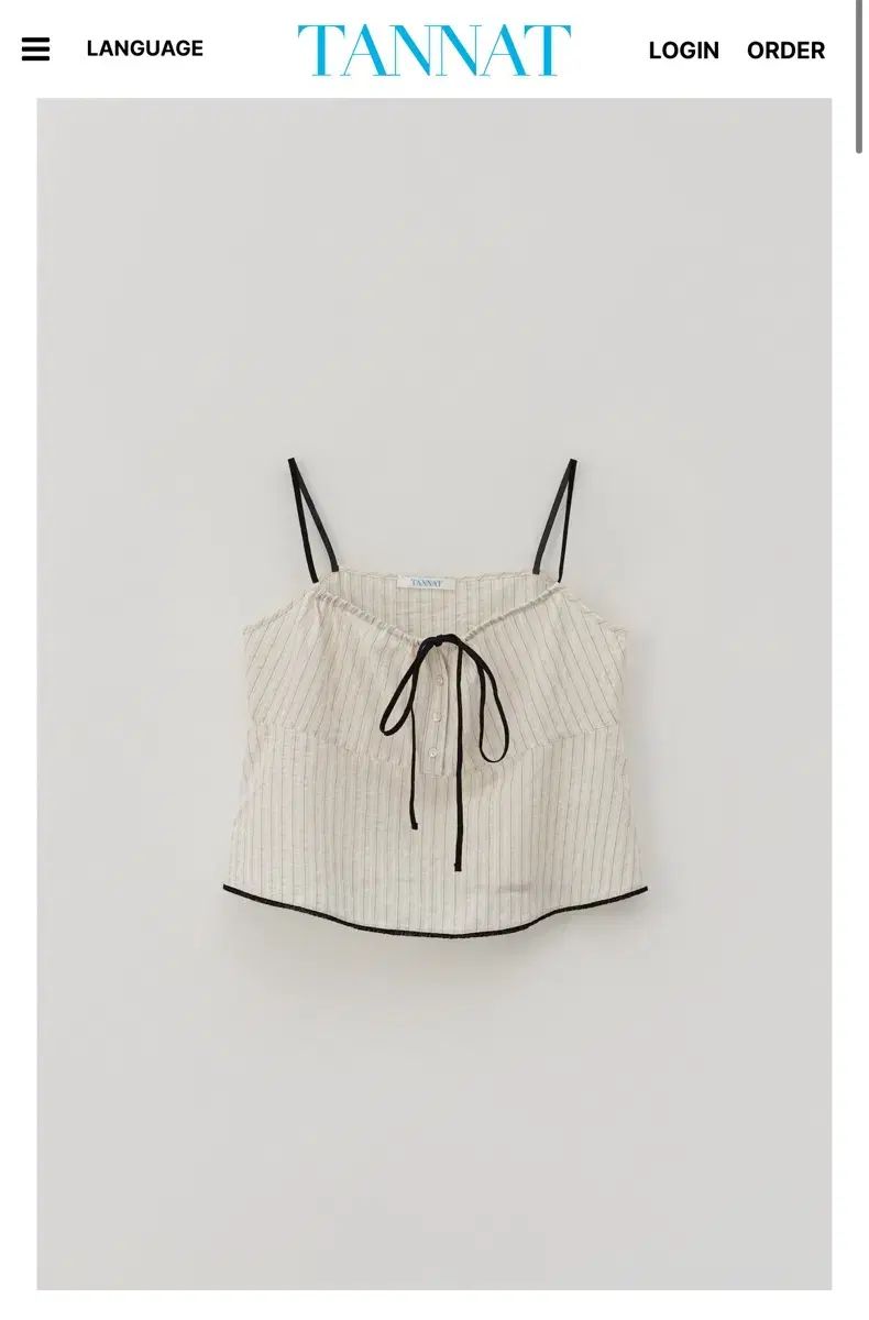 TANNAT ribbon sheer sleeveless top ノースリーブ ベージュ