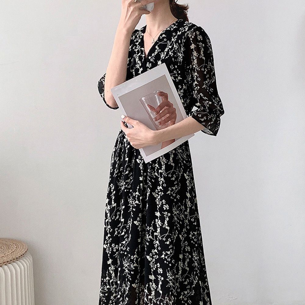 ワンピース 夏 きれいめ 春 カジュアル フレア 半袖 リゾート 花柄 フレアワンピース春夏カシュクール風 レディース 上品 V