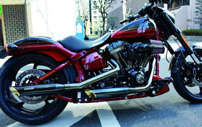 MOTOR STAGE スリップオンマフラー ベビーブラス76スラッシュ 2007年〜16年FLST FLSTC FXST FXSTB FXSTC FXSTS