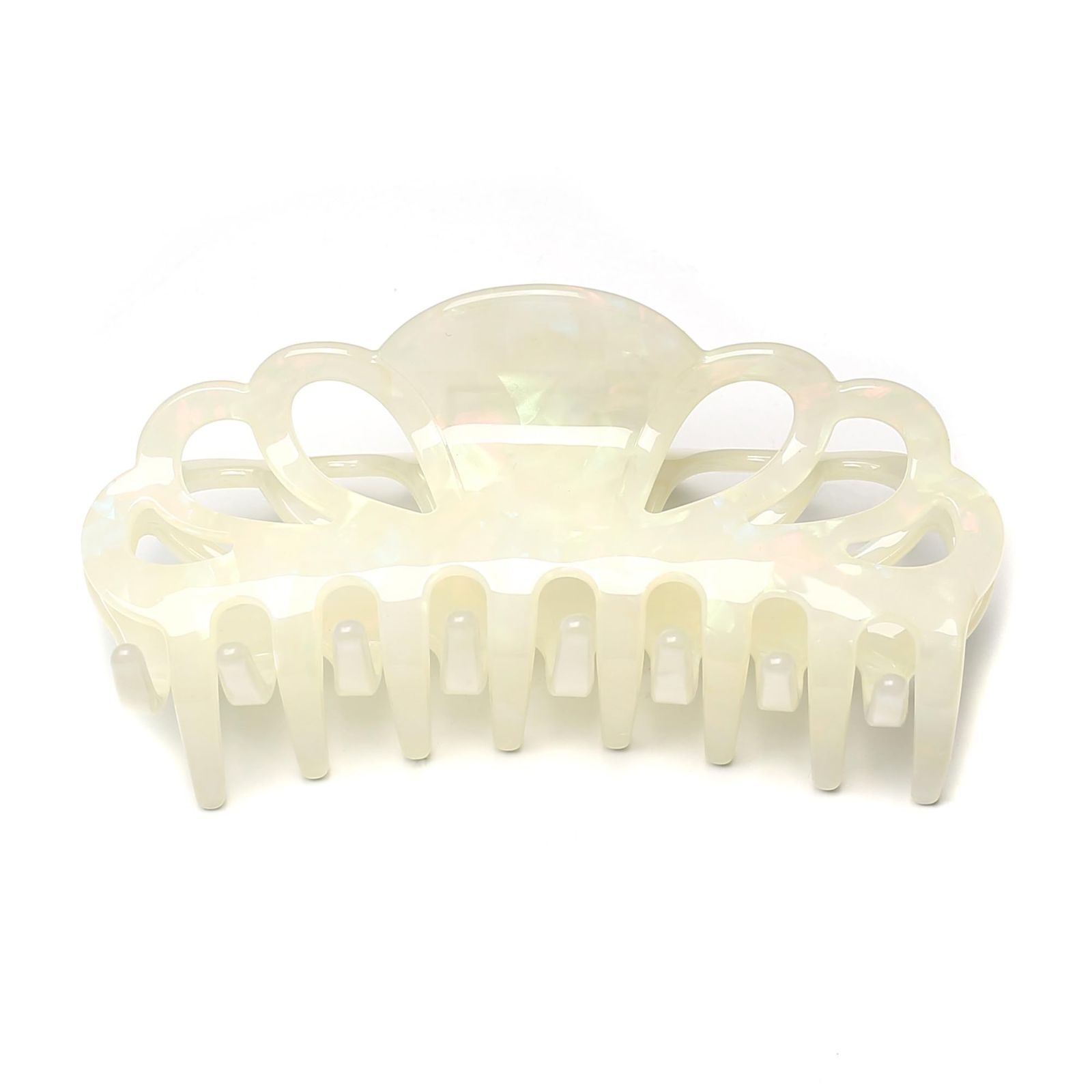 レディース ヘア 韓国 しっかりとまる バンスクリップ 1本 白 クリップ 10 cm Gem 髪留め ヘアクリップ White 大きめ QinGoo