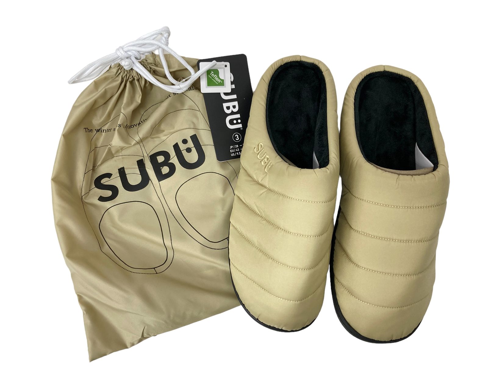 SUBU (スブ) BEIGE ベージュ サンダル 冬用 中綿 3 28.0-29.5cm 2023AW