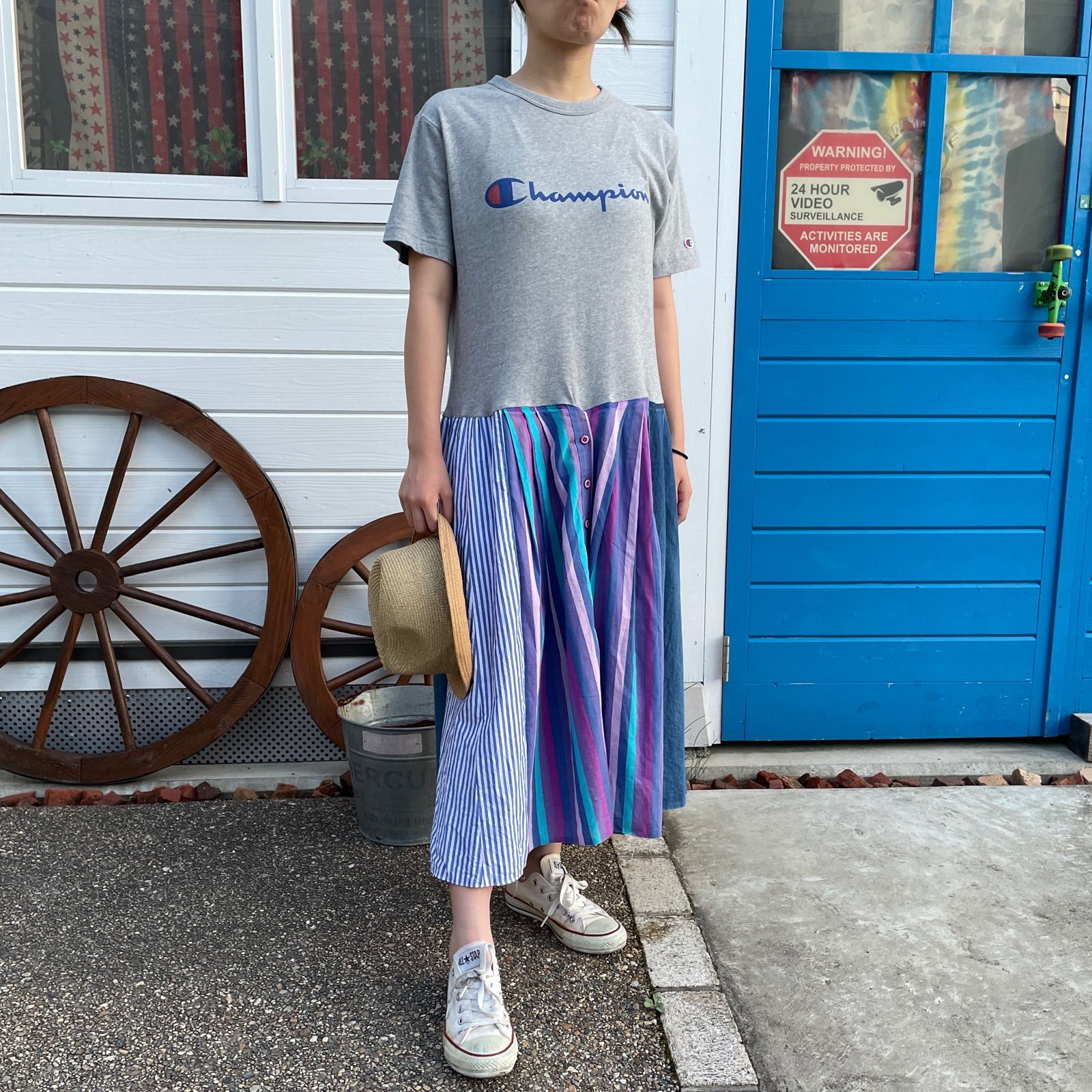 Tシャツリメイクワンピース リメイクゆったりワンピ ① - メルカリ 