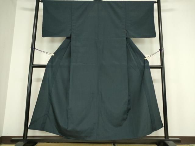 平和屋着物▽男性 お召 単衣 アンサンブル 紺色 正絹 DAAX3098az