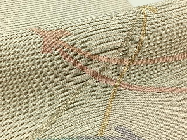 平和屋着物＊夏物 絽綴れ 八寸名古屋帯 敷松葉文 金銀糸 正絹