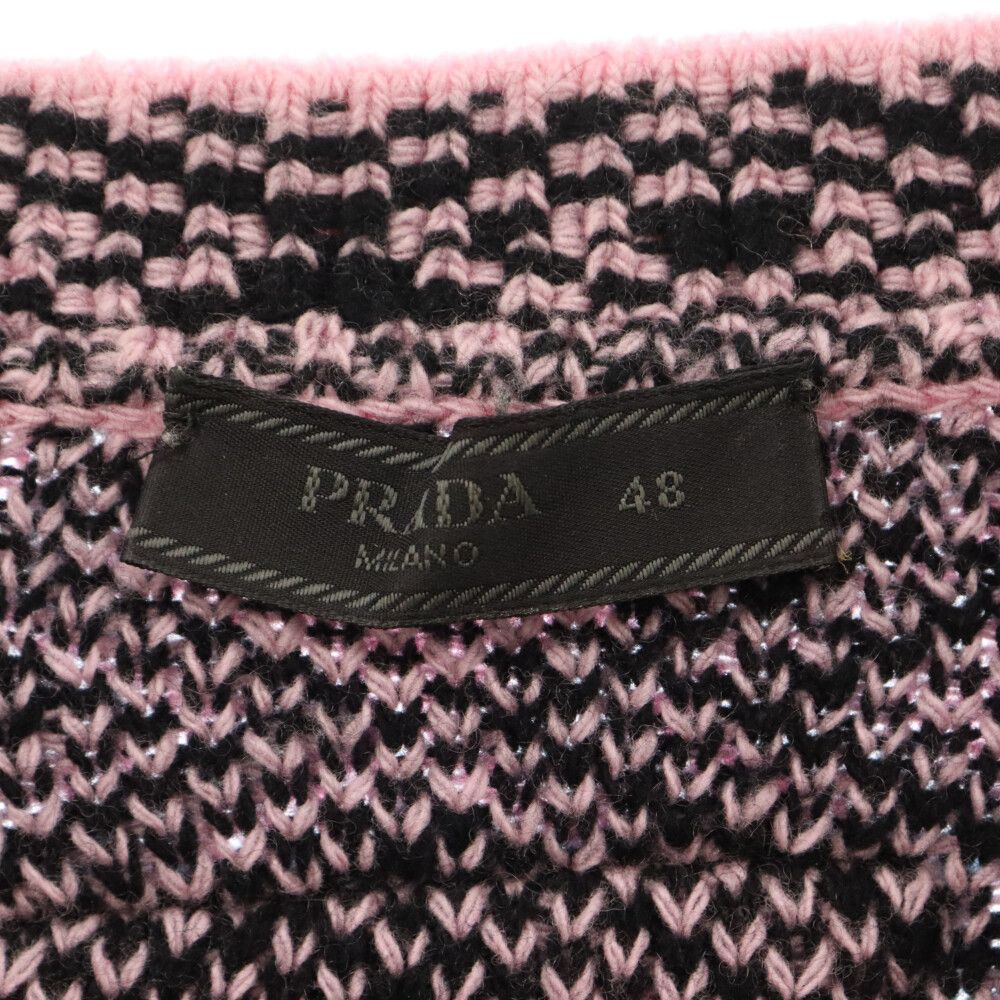 PRADA プラダ 21AW ウール カシミヤ混 総柄 クルーネック ニット セーター ピンク/ブラック UMB258 S212 1ZJX PRADA (プラダ) 21AW ウール カシミヤ混 総柄 クルーネック ニット