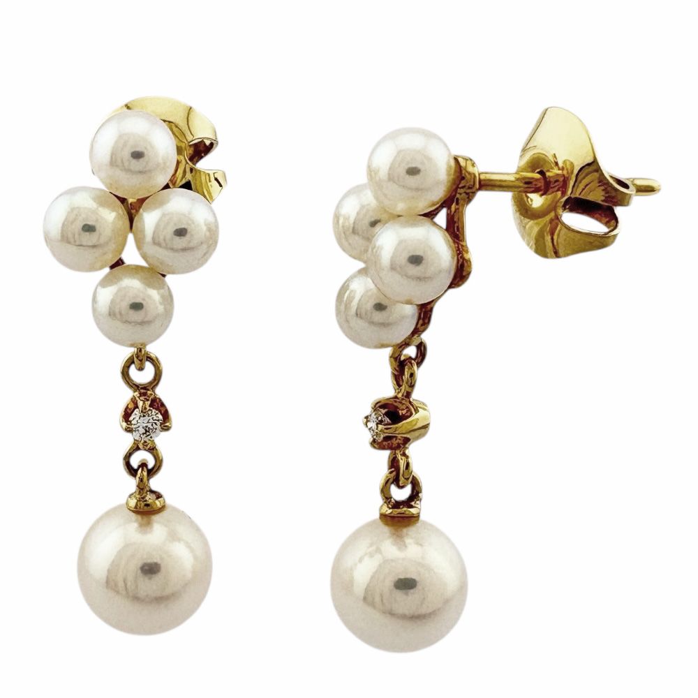 土日セール　美品　ミキモトMIKIMOTO 18Kパールピアス立体的 楽天市場】MIKIMOTO ミキモト パール ピアス 真珠6.7ミリ K18YG