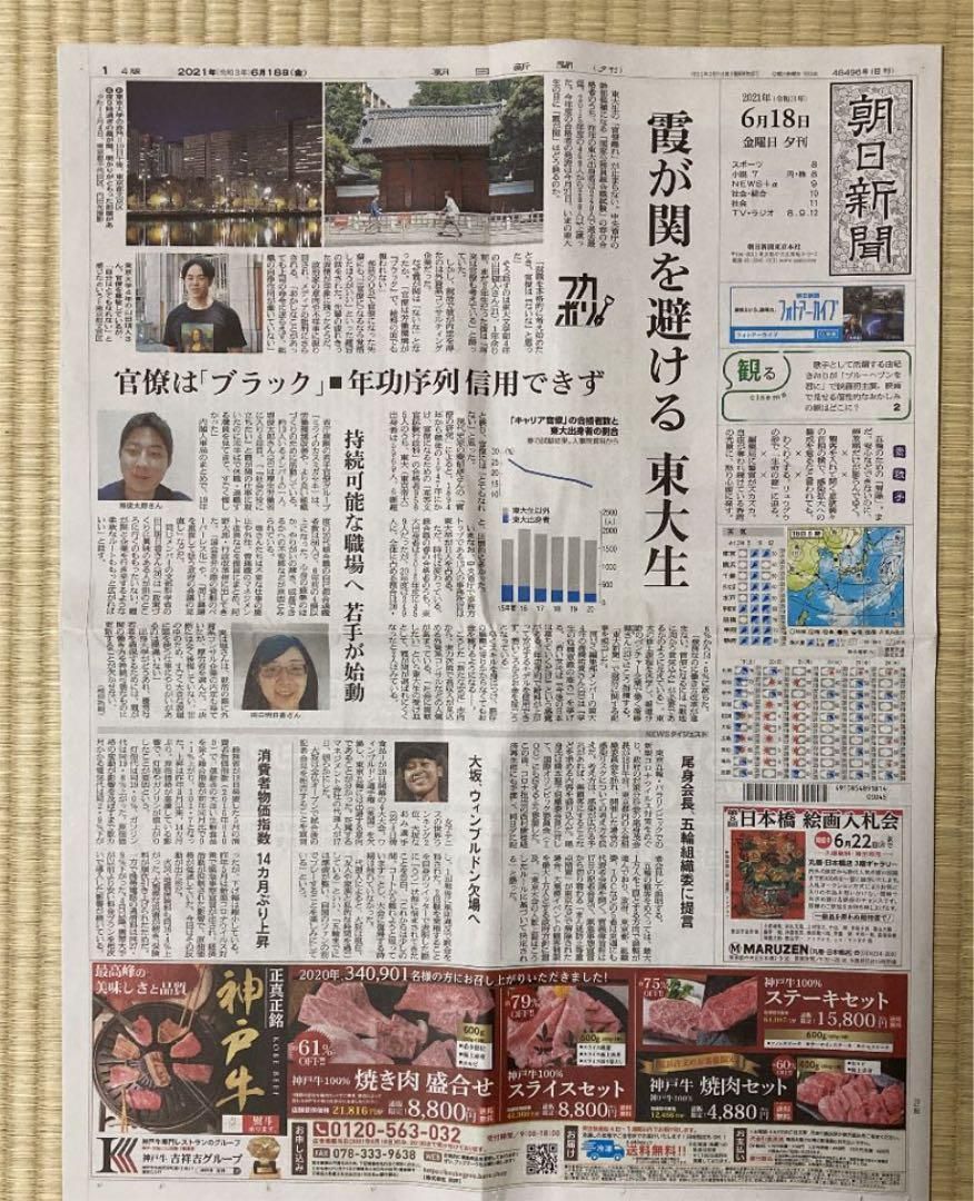 朝日新聞12月6日夕刊本・雑誌・漫画