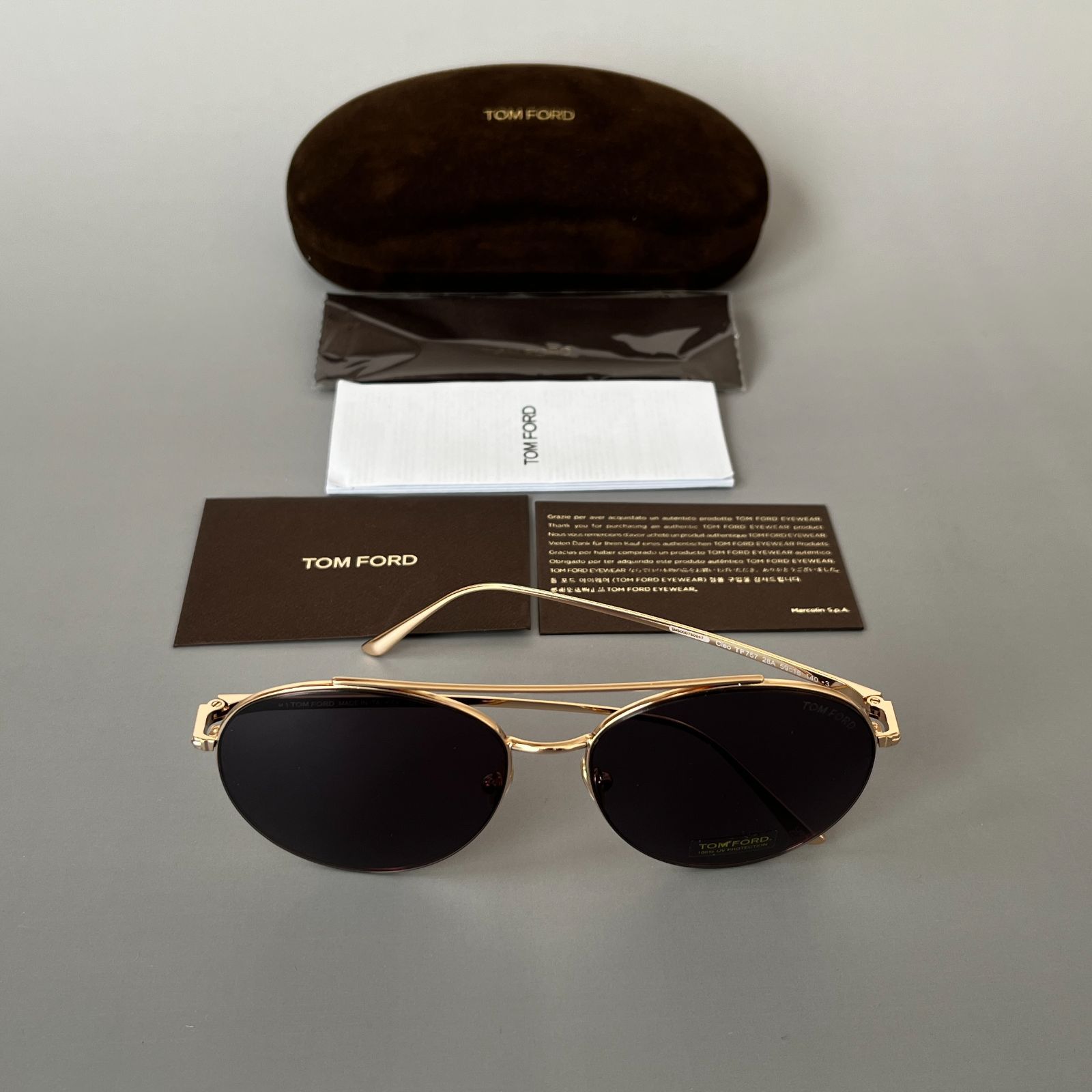 サングラス トムフォード TOM FORD ティアドロップ ゴールド グレー  