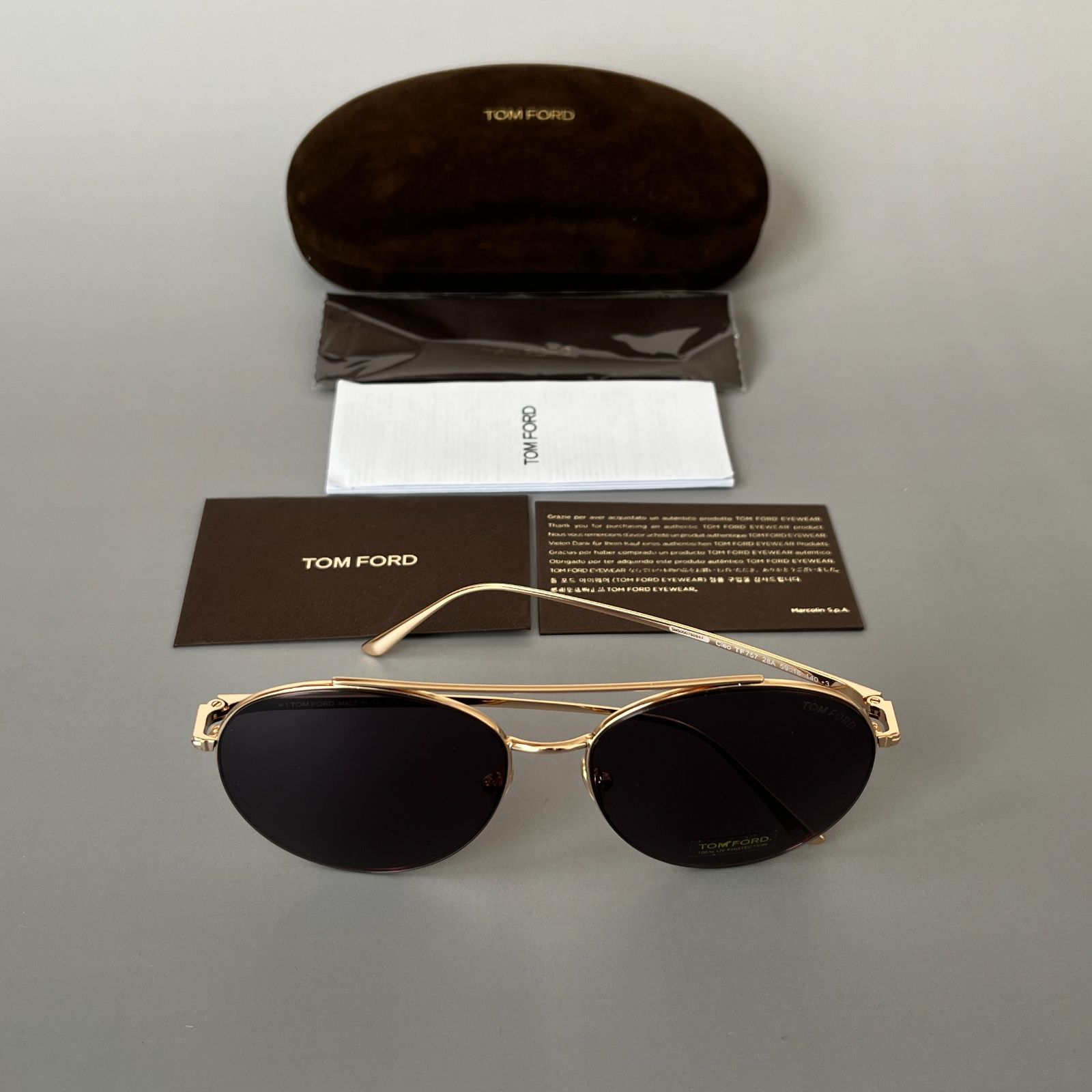 サングラス トムフォード TOM FORD ティアドロップ ゴールド グレー 新品 スモークレンズ 金 UVカット パイロット トレンド オシャレ -  メルカリ