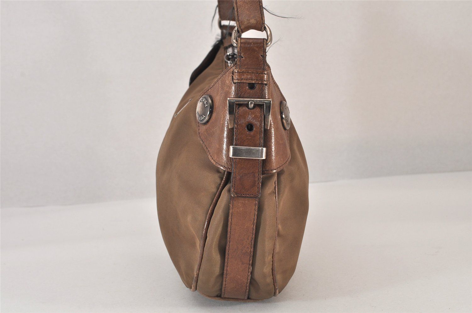 PRADAナイロン製ハンドバッグヴィンテージ ダークブラウン 良品 PRADA オールドプラダ ナイロン チェーン ショルダーバッグ