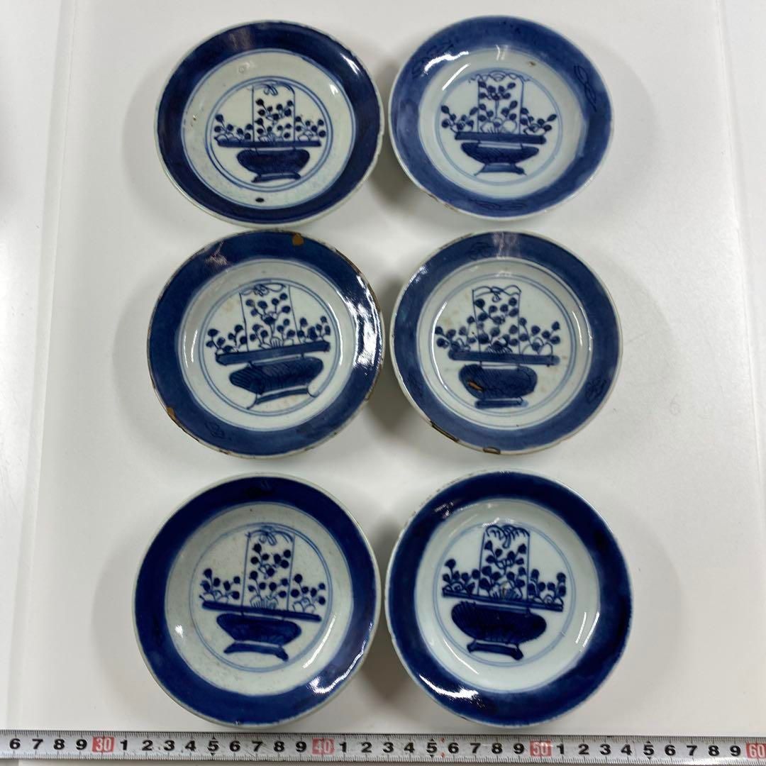 中国清朝時代 新渡青花皿6枚 木箱付 直径11.3㎝ 東Y6-1218④ - メルカリ