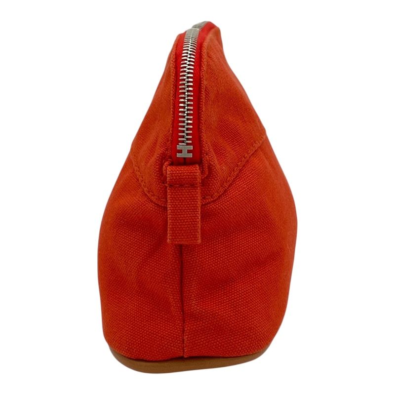 エルメス HERMES ボリードポーチ16 オレンジ SV金具 トワル レディース  