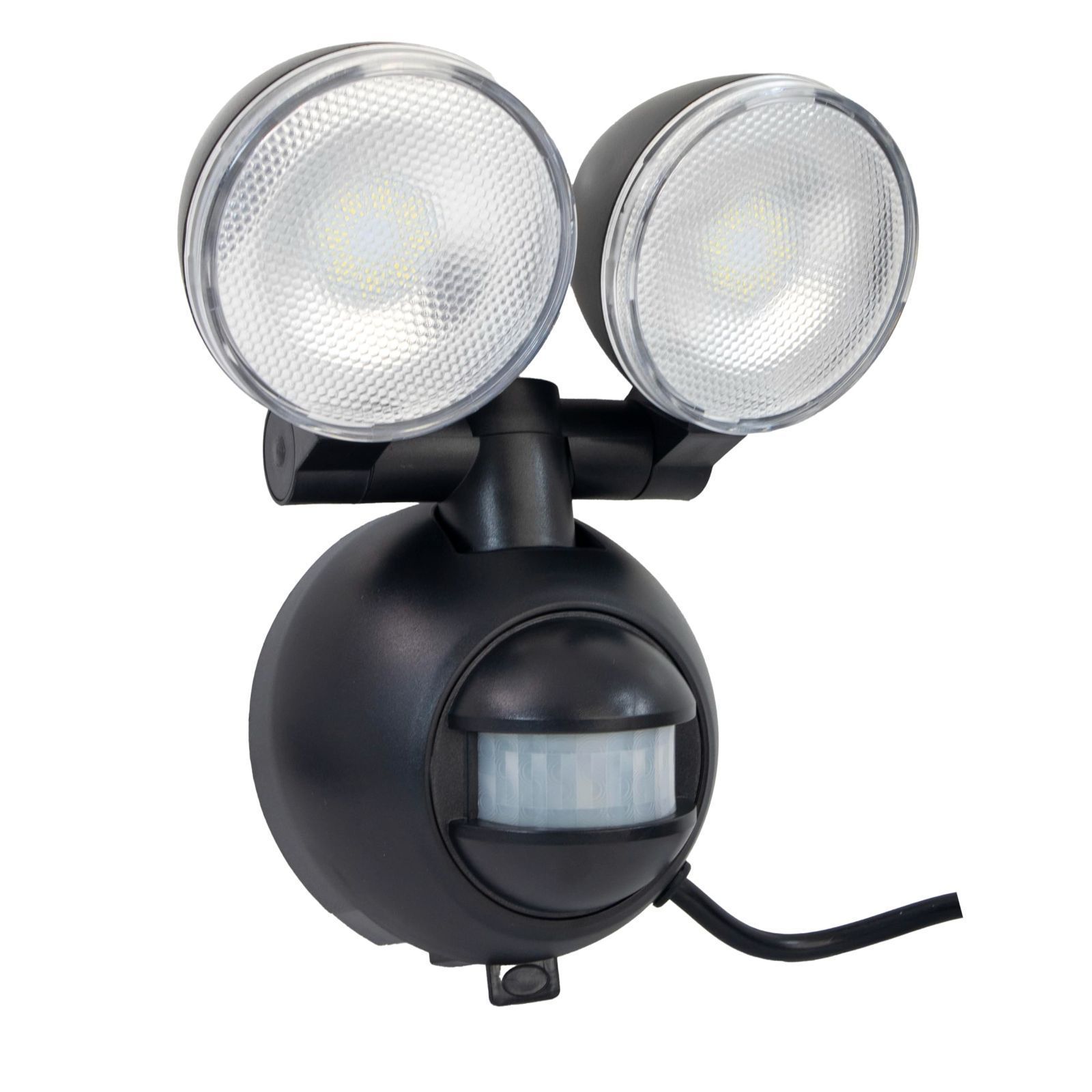 コンセント式 電池切れの心配なし LED センサーライト ブラック 4W×２灯 軒下設置用 防滴型 角度調整可能 ねじ止め式 電源コード3ｍ