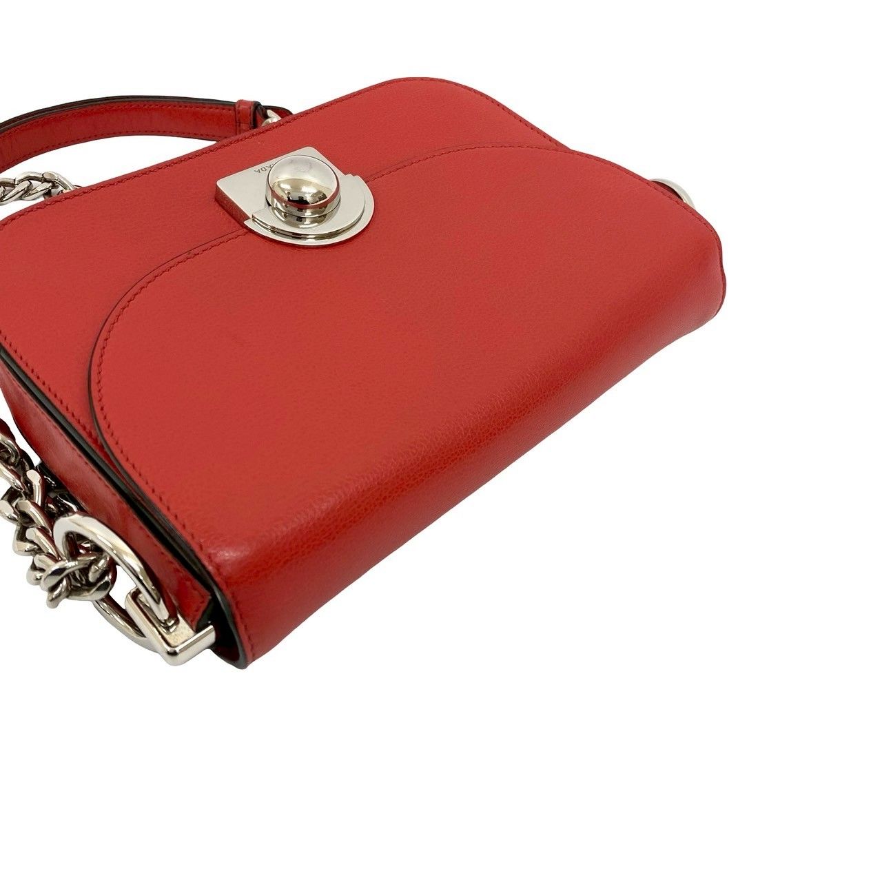 極 美品 希少品 PRADA プラダ ロゴ 金具 レザー 本革 チェーン