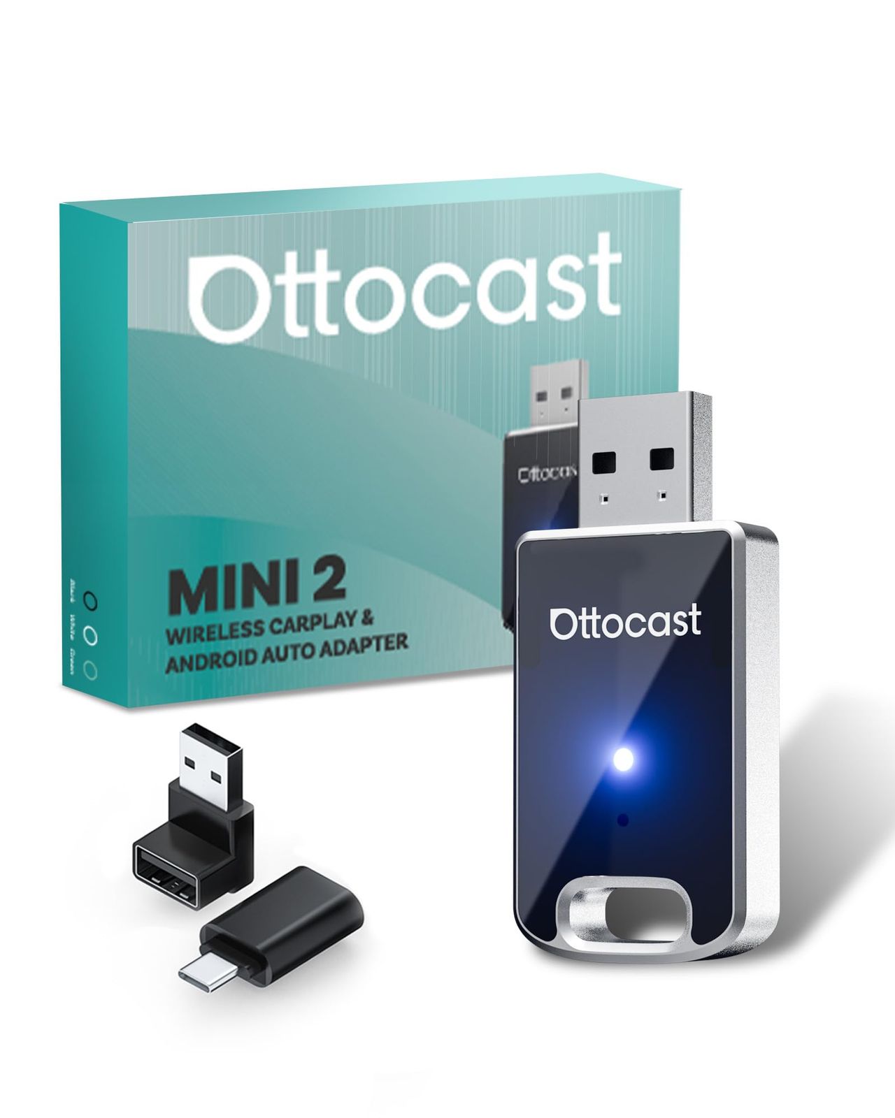 オットキャスト MINI Ottocast 新型ミニCarPlay Android Auto ワイヤレスUSBカーアダプター 2025最新 アンドロイドオート＆カープレイ無線化接続 レシーバ 有線CarPlay|Android Auto搭載車適合 iPho…