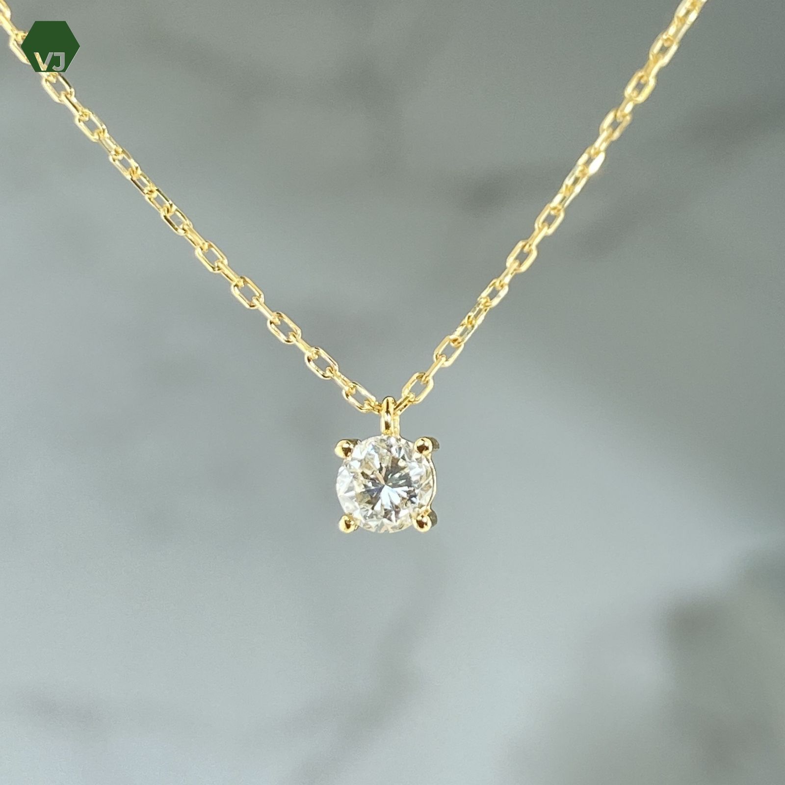 27-12】一粒ダイヤモンド ネックレス D0.37ct【中古】【K18YG】【約40  