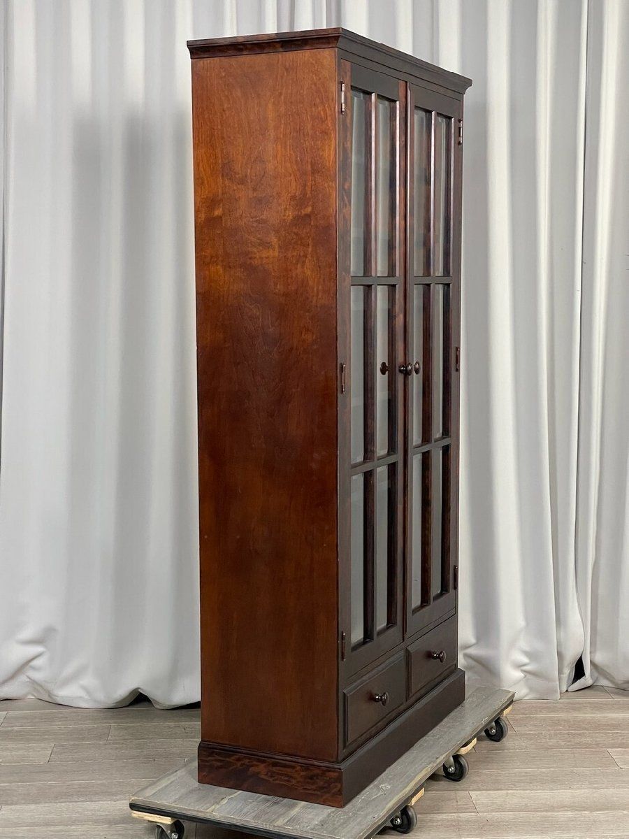 GT49 和光 樺材 民芸家具 書庫 書棚 飾り棚 ガラス キャビネット