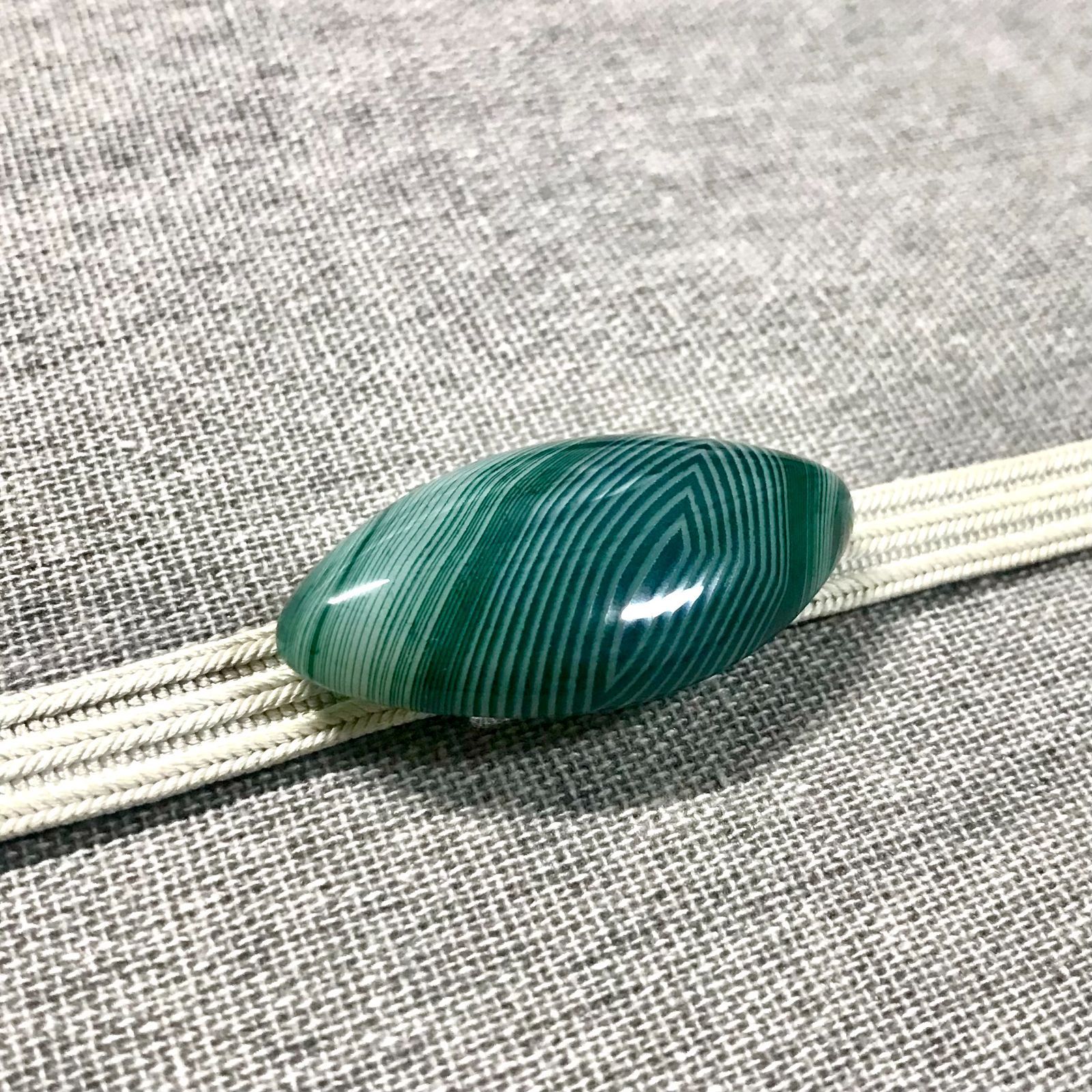帯留】グリーンバンデットアゲート 天然石 瑪瑙 緑瑪瑙 縞瑪瑙