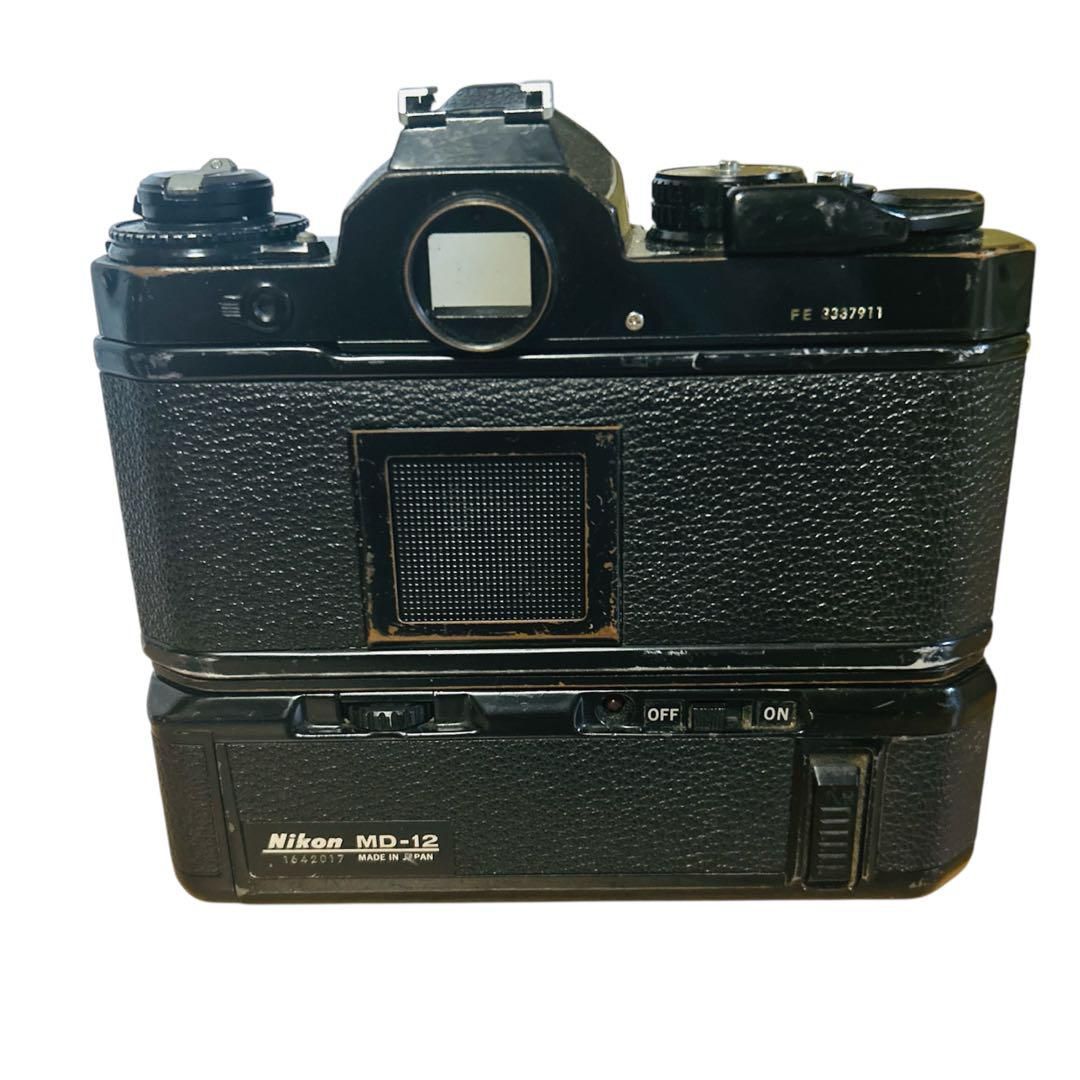 ★極上美品の訳アリ★ ニコン FE ボディ / MD-12 モータードライブ ジャンク品】Nikon FE＋MD-12 モータードライブセット｜動作OK