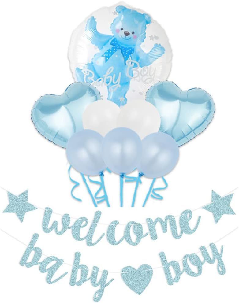 特別 >Welcome Boy< Lumierechat ベビーシャワー 飾り 飾りつけ 装飾 バルーン ガーランド ピンク ブルー 男の子 女の子 クマ a-b3632 Welcome Boy