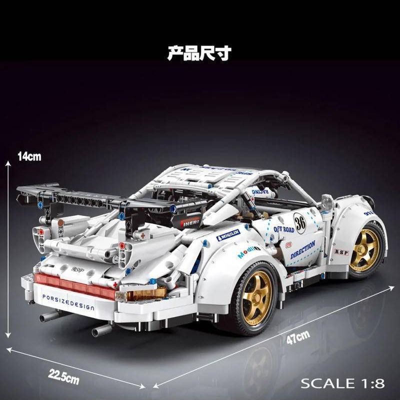 レゴ互換 ブロック テクニック ポルシェ911 ホワイト ２５２５ピース