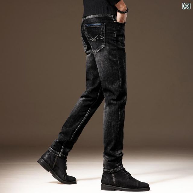 34 秋冬 コーデ メンズ 服 シンプル ファッション オシャレ 大人 かっこいい 大きいサイズ ストリート 紳士服 ストレッチ スリムフィット レトロ ウォッシュ ストレート テーパード パンツ ハイエンド アメリカン ジーンズ