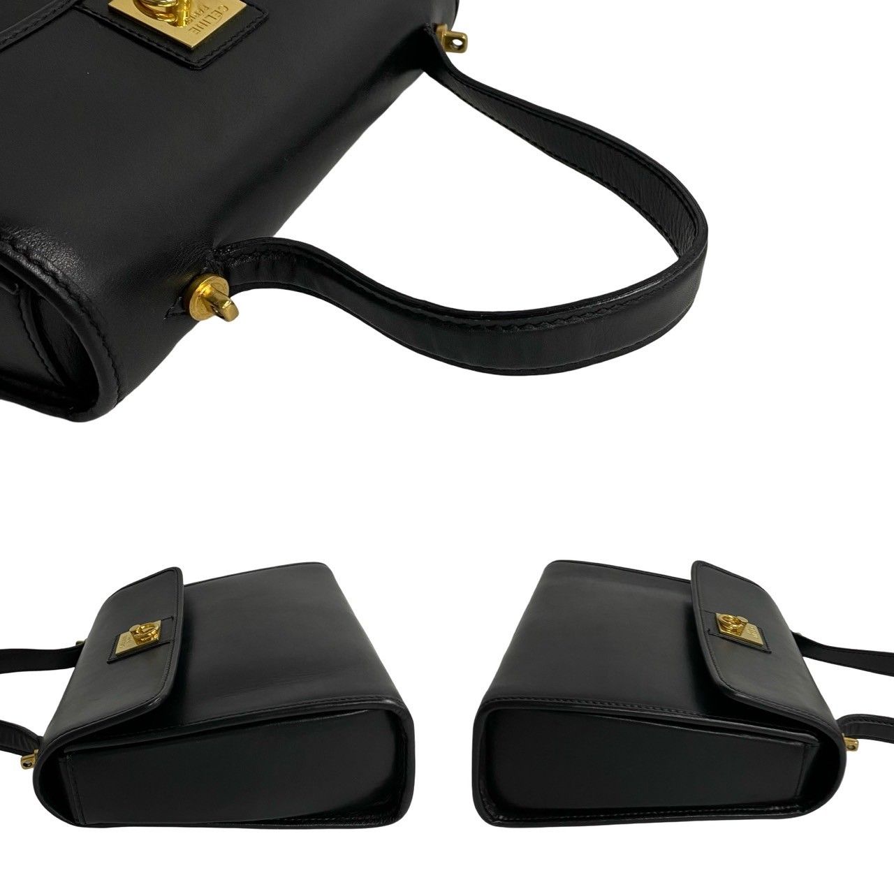 極美品 CELINE セリーヌ 2way レザー ハンドバッグ ショルダー 紺