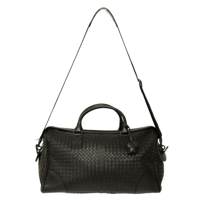 本革 イントレチャート ショルダーバッグ ボストンバッグ 黒 メンズ