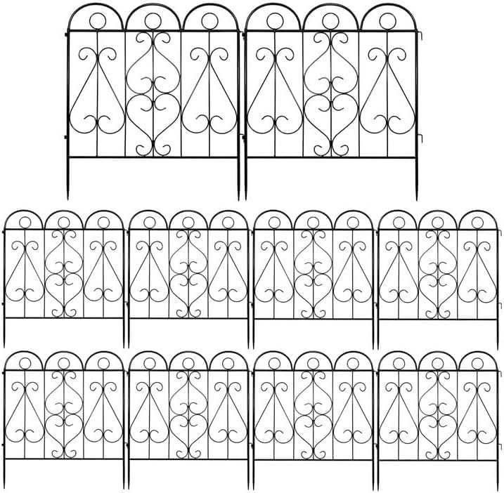 ガーデニング 目隠し エクステリア 屋外 仕切り 黒 10枚組 境界 簡単設置 防錆 植木 庭用 鉄製 保護 柵 ガーデンエッジ インテリアフェンス ガーデンフェンス Rxakudedo