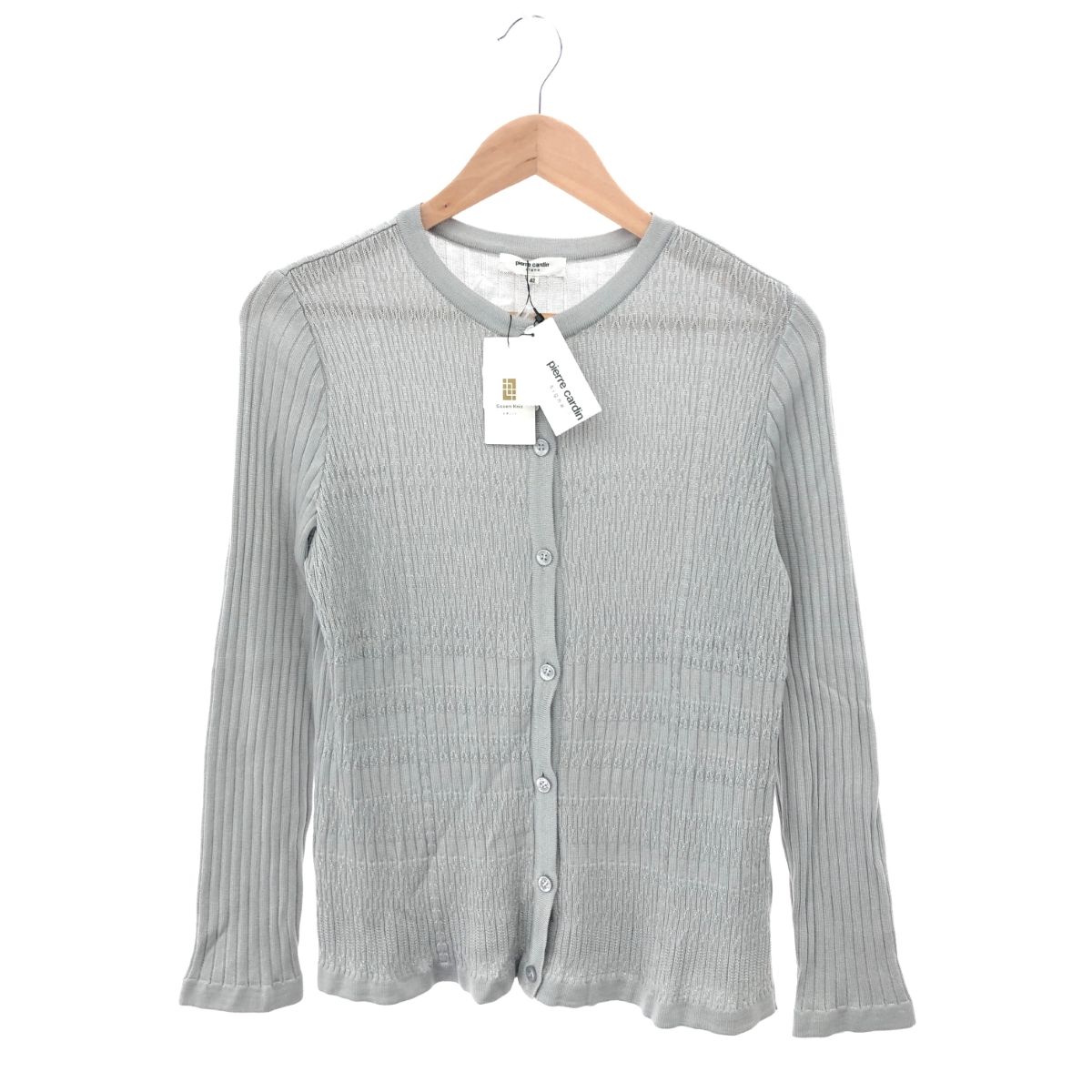 未使用品 pierre cardin ピエールカルダン 長袖 リブニット カーディガン 大きいサイズ:42  グレー  レディース 　240001142440 ピエールカルダン カーディガン 新品未使用未使用品 pierre cardin