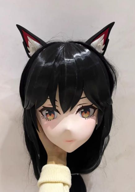全頭マスク ロック付き NO.1187 カツラ付き フルマスク ドール ヘッドロリータ人形 コスプレ 変身 仮装 着ぐるみ 二次元美少女 WWW_TRAVELLANDINDIA_COM