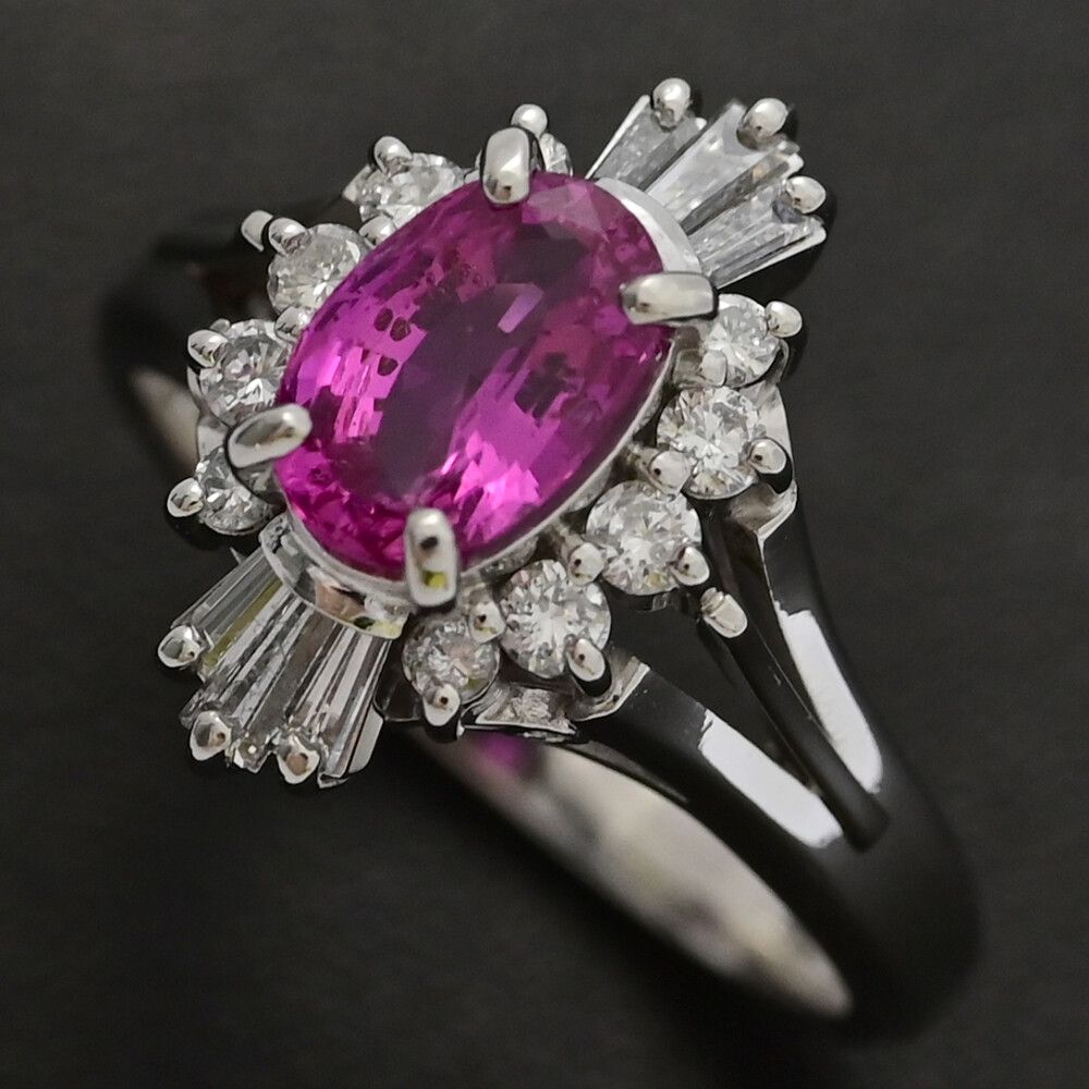 SA1.176ct FD 0.41ct ピンクサファイア･ダイヤモンドリング･指輪 Pt900-7.5g 12号 52 プラチナ 翌日配送可 ♀ N レディース 589170