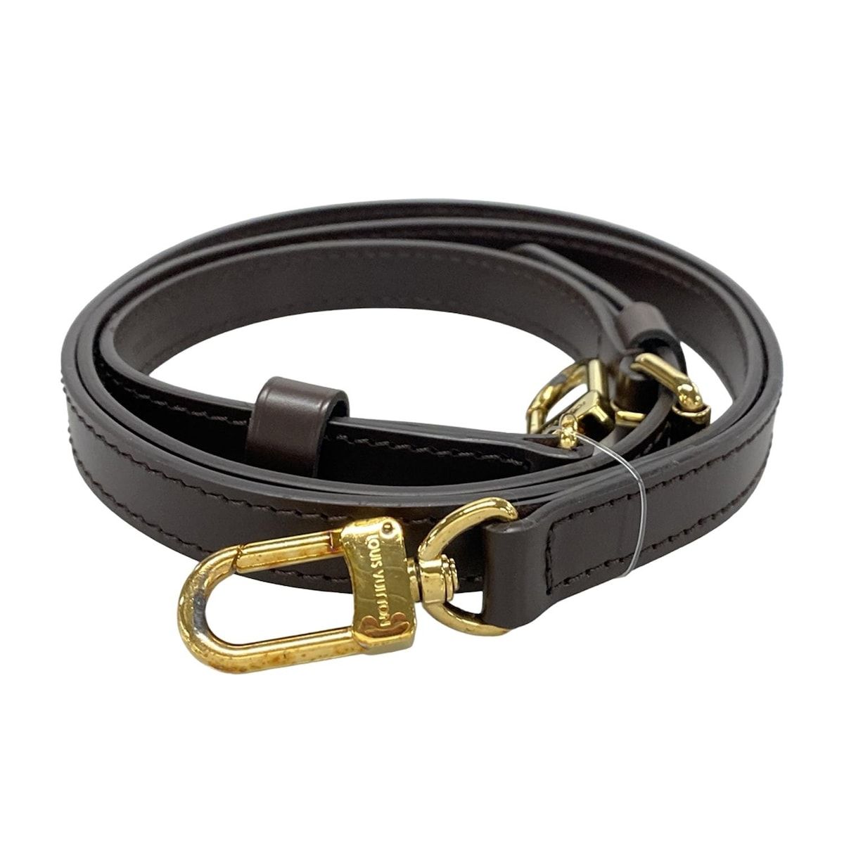 LOUIS VUITTON ルイヴィトン ショルダーストラップ - ダークブラウン×ゴールド レザー