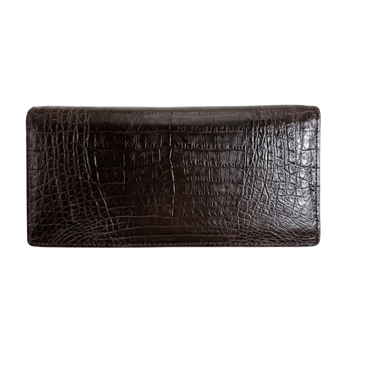 クロコダイル 0520CA 長財布 ニコチン  CROCODILE カイマンベリー クロコ クロコダイル 0520CA クロコ 2つ折カード入付長財布 カイマンベリー 長