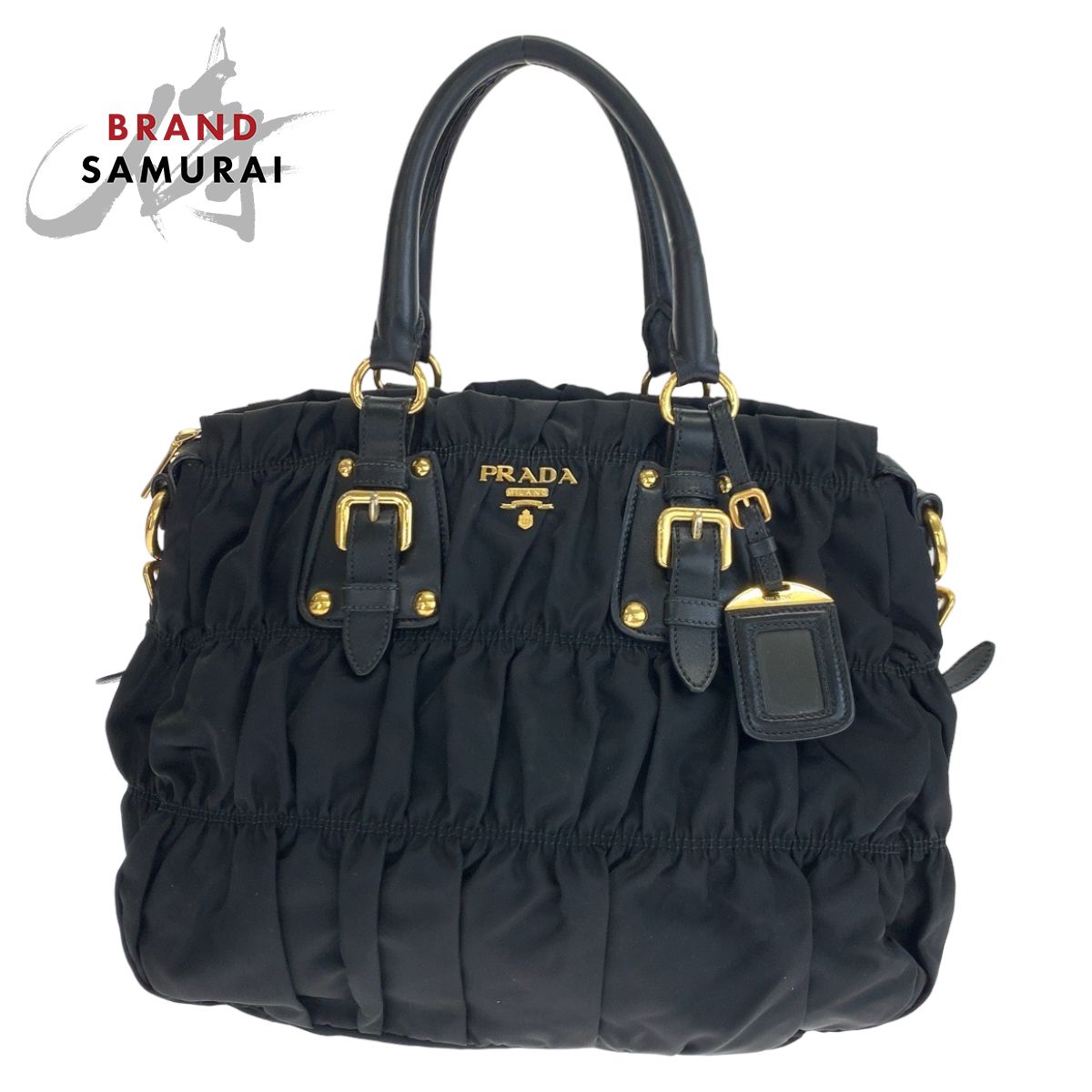 美品 PRADA プラダ ギャザー テスート ブラック 黒 ゴールド金具 ナイロン BN1788 ハンドバッグ トートバッグ レディース  406044【中古】 - メルカリ