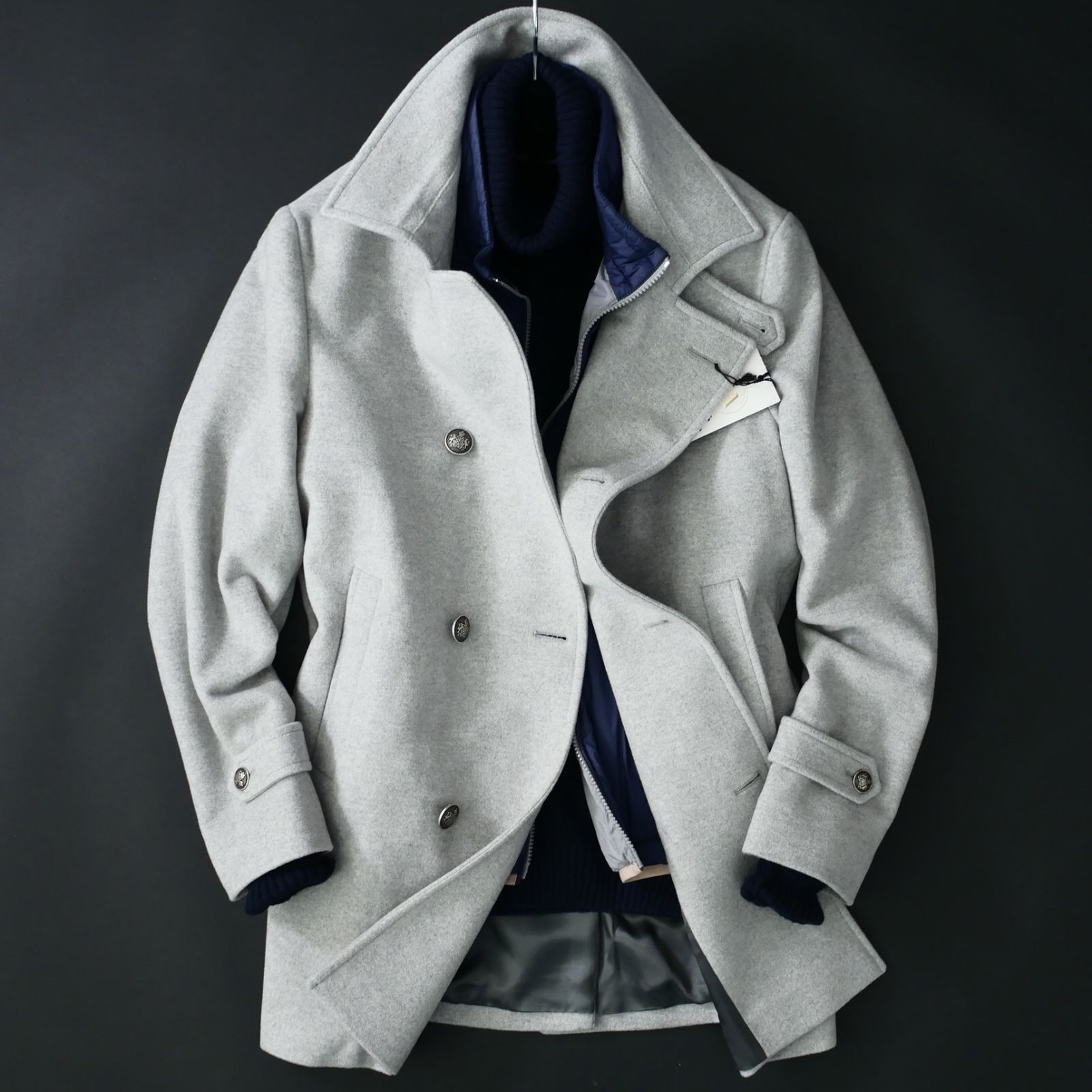 新品未使用 ブルネロクチネリ メタルボタン ピーコート 48 カシミヤ100% 新品未使用 ブルネロクチネリ メタルボタン ピーコート 48 カシミヤ100