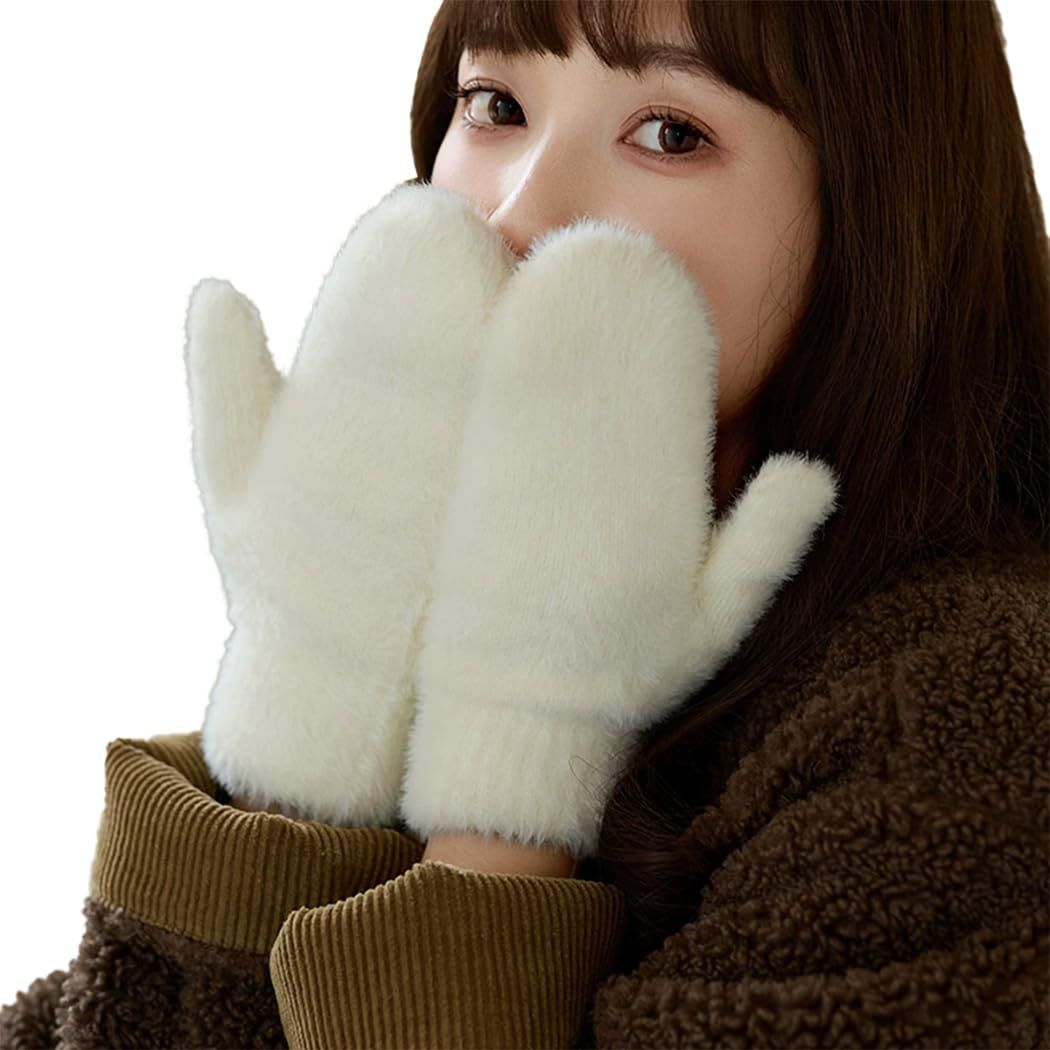 売切注意 お急ぎ下さい Ekieta 手袋 防寒 レディース ふわふわ 裏起毛36℃恒温蓄熱 雲のように柔らかい ミトン グローブ ラクダの毛 二重層 厚手 肌に優しい 無地 抗ピリング加工 指なし 寒さ対策 暖かい 防風 通勤 通学 自転車