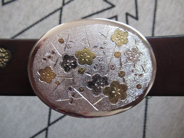 Silver925 彫金 象嵌 バックル＆ベルト【梅】 - メルカリ