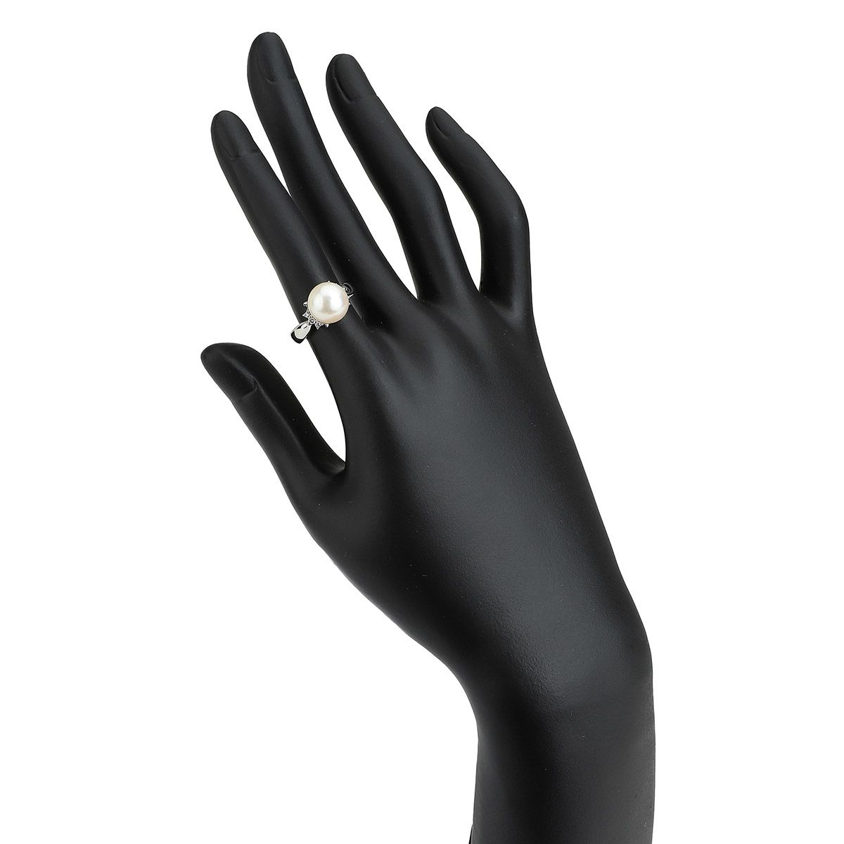 三越 MITSUKOSHI 一粒パールリング 真珠 9.0mm ダイヤモンド Pt900 10